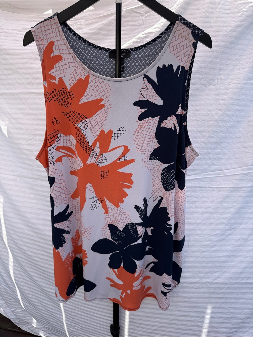 Alfani Orange & Navy Floral Sleeveless Tank